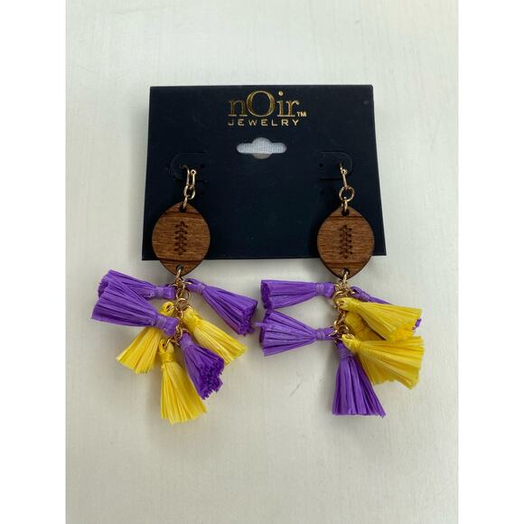 nOIr Purple and Yellow Football Earrings 5/20 - Picture 1 of 2